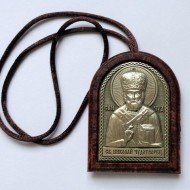 Авто икона арка Николай Чуд. митра (серебр, 2 стор)