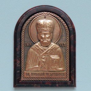 Авто икона арка Николай Ч. митра( медь, скотч)