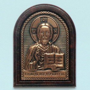 Авто икона арка Спаситель (медь, скотч)