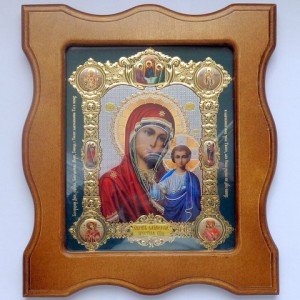 Икона Казанская Б. М. (рамка фигурная конг. зел.)